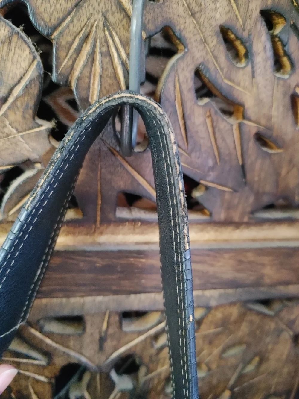 AEROSOLES Heavy Black Leather Hobo with Silver Ring Accent